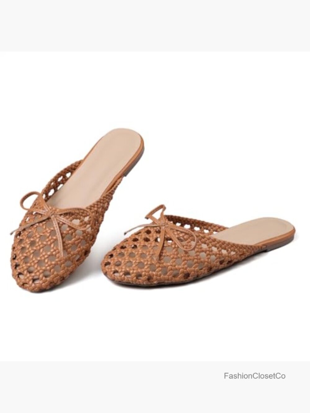 Breathable Woven Ballet Flats Slip-On Mules Lightweight No Heel - Picture 4 of 7